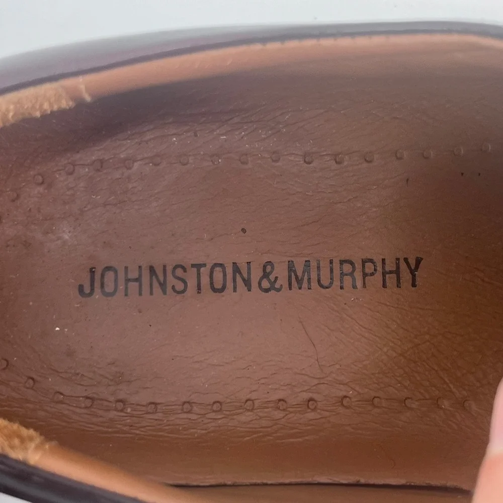 Johnston & Murphy Mens Burgundy Leather Cap Toe Derby Shoes 020-1253 8.5W
